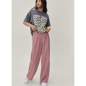 Nasty Gal Rose Pink Tailored Wide Leg Trousers
